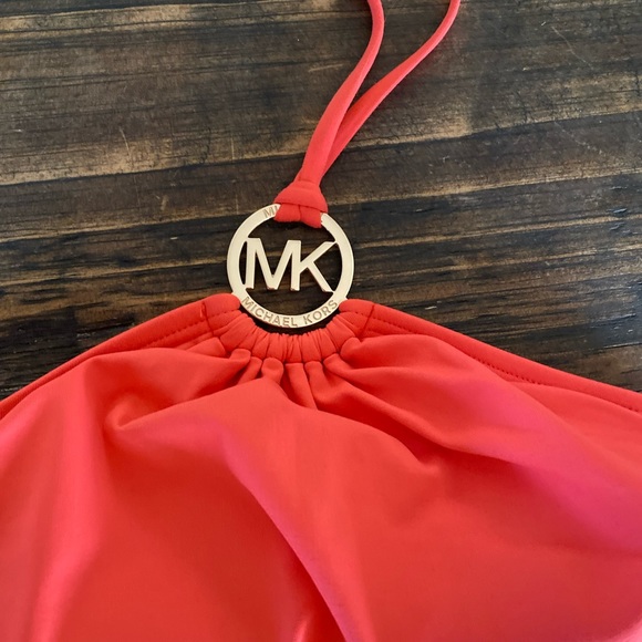 Michael Kors MK Charm Logo Orange Halter Tankini Swimsuit 2pc Set - Picture 2 of 13